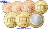 Deutschland 1 Cent - Euro, 1.88 Kursmünzen, Satz 2007 A, <b>ohne 2 Euro,</b> 7 Münzen -
