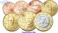Griechenland 1 Cent -1 Euro, 1.88 Kursmünzen, Satz 2004 * ohne 2 Euro, 7 Münzen