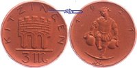 Kitzingen, Steinzeug, Böttger, Porzellan 3 Mark 1921 prägefrisch