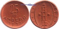 Amberg, Steinzeug, Böttger, Porzellan 25 Pf. 1921 prägefrisch