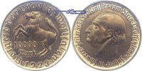 Provinz Westfalen 10.000 Mark 1923 Notgeld-Freiherr vom Stein-breiter Randst.Tombak o.Kupfer vergJaeger N20a sehr schön, starke Patina, leichte F...