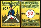 Detmold, Lippe 50 Pfg. Bauwerke und Soldatenserien, versch. Farbnuancen im Papier und in der KN, 268.2b -