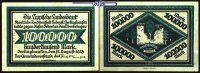 Lippe Hundertausend Mark Schecks auf die Lippische Landesbank, Oerlinghausen, <br>Schönawa Nr. 2 -