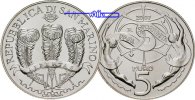 San Marino 5 Euro D`Argento, <b>aus KMS</b> -
