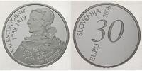 Slowenien 30 Euro Valentin Vodnik 1758-1819 / zweite 30 Euro Münze europaweit, inkl. Etui&Zertifikat -