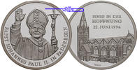 Paderborn 14,84g<br> fein,<br> 35mm Ø Medaille in Silber-Papst Joh.Paul II. in Paderborn 1996 in Kapsel-<b>Archivb</b> -