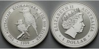 Australien 1 $ 1999 Kookaburra stgl 224,99 EUR  zzgl. 8,50 EUR Versand