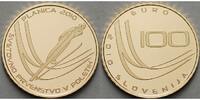 Slowenien 100 Euro<br> 6,3g<br> fein<br> 24 mm Ø Skiflug Weltmeisterschaft in Planica, inkl. Etui & Zertifikat & Schuber -