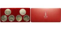 Russland/ Sowjetunion 1 Rubel (6 x 1Rubel) XXII.Oly.Sommerspiele 1980 in Moskau(6 Münzen)Kupfer-Nickel,mit MDM-Zertifikate -