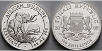 Somalia 100 Shillings<br>1 oz.<br>Ø 39 mm Elefant 6. Ausgabe, 999er Silber -