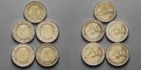 Deutschland 2 Euro<br> 5x 10 Jahre Europäische Wirtschafts- u. Währungsunion, <br> <b> kompl. Satz (5)</b> -