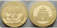 China 100 Yuan,7,78g fein 2009 Panda-Bären, 1/4 oz, 999 Gold stgl