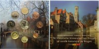 Belgien 3,88 € Kursmünzensatz, 8 Münzen mit Medaille Historische Binnenstadt Brügge -