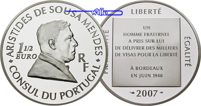 Frankreich 1 1/2 Euro 2007 Mendes, Aristides De Sousa, Inkl. Etui ...