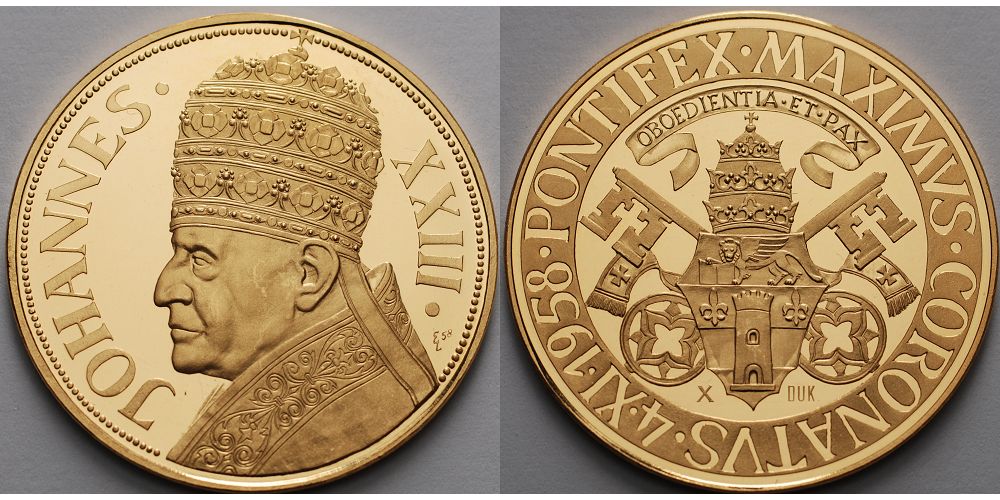 34 09g Fein40 Mm O 1958 Medaille In Gold Papst Johannes Xxiii 10 X Dukaten Selten Ppberieben Ma Shops