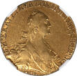 Russia 1766-CNB Catherine II the Great Gold 10 Roubles NGC AU