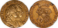 Great Britain 1689 William & Mary Gold Guinea NGC EF - Elephant & Castle !!