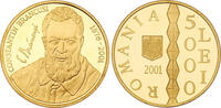ROMANIA 5000 Lei 2001 125 Years from the Birth of Constantin Brâncuşi, GOLD Mintage 500 ! Original box PP