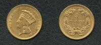 USA $3 THREE-DOLLAR PIECES 1854 NGC AU 53 1734,79 EUR  zzgl. 112,72 EUR Versand