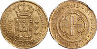 Brazil 4000 Reis Brazil 1813-R João Prince Regent Gold 4000 Reis NGC AU58 -