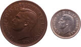 Great Britain (lot) 1/2 penny - 3 pence 1937 George VI polierte platte