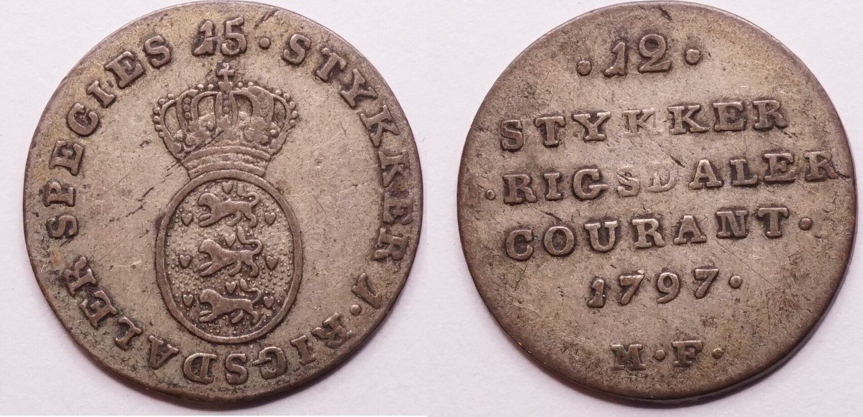 Denmark 1/15 Specie Daler 1797 Christian VII vzgl/ss