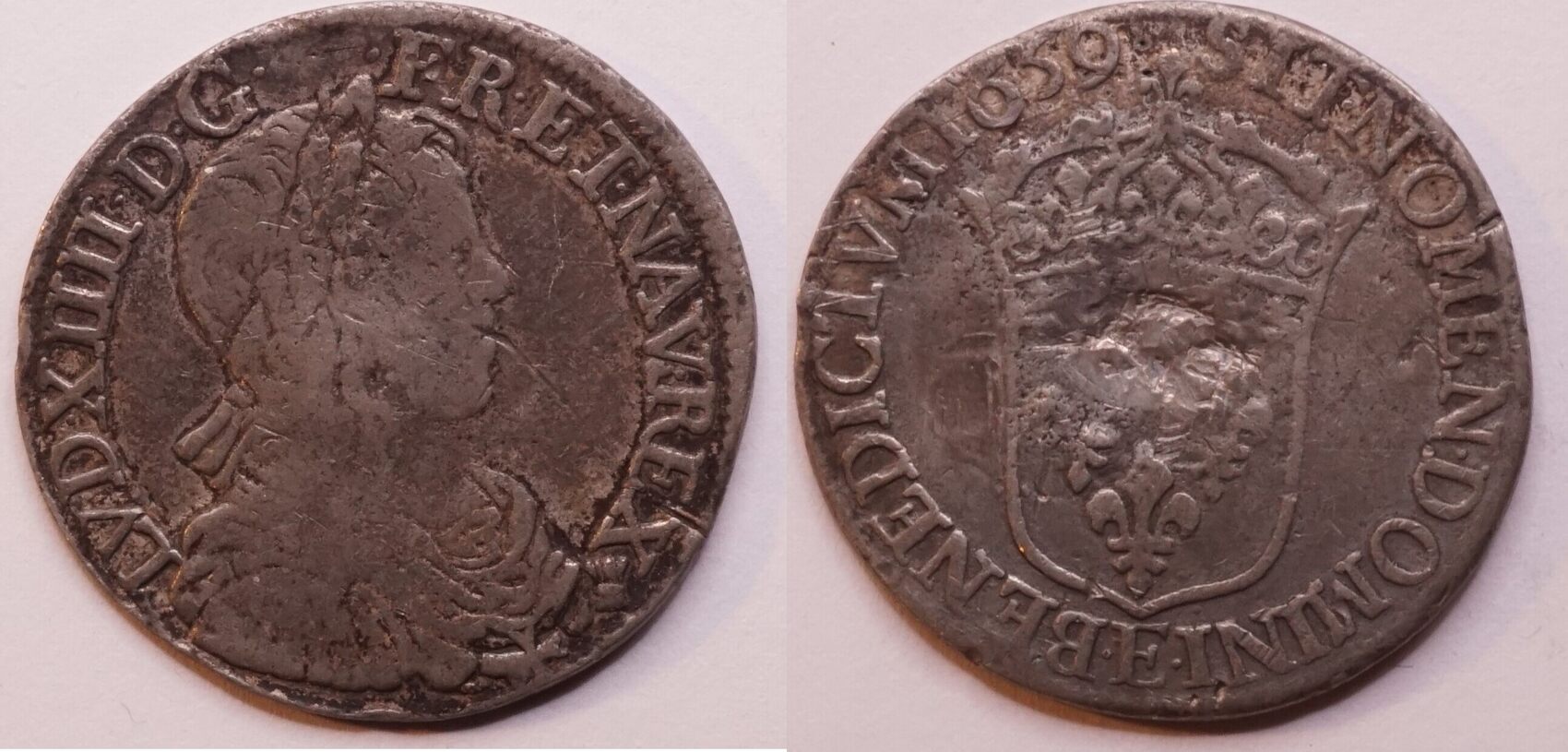 France Tours 1/2 ecu 1659 (E) Louis XIV (Faux epoque) ss