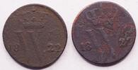 Nederland, Koninkrijk, lot 2x 1/2 cent Koning Willem I -
