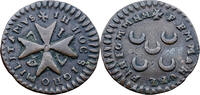 Malteserorden 1 Grano 1747 Manuel Pinto de Fonseca - Malta Großmeister - Kupfer - fünf Mondsicheln -