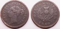 Canada, Canadian provinces, Nova Scotia Thistle penny token Victoria