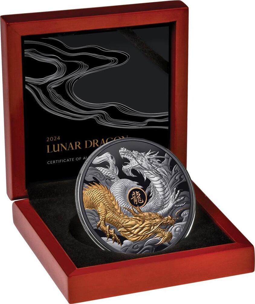 SKUDA Chinesische Drachen-Glücksmünze - Geprägte Souvenirmünze Fürs Jahr Des Drachen 2024 - Dekoration Für Reichtum & Erfolg