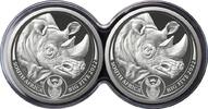 Südafrika 10 Rand 2022 2 x 1 oz Silbermünzen Big Five II - Nashorn Doppelkapsel PP