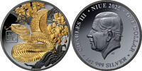 Niue 1$ 1 oz Silbermünze Lunar - Jahr der Schlange - Teilvergoldet -