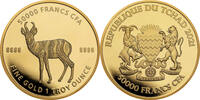 Tschad 50000 Francs 1 oz Goldmünze Mandala Wildlife - Antilope -