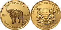 Tschad 50000 Francs 1 oz Goldmünze Mandala Wildlife - Büffel -