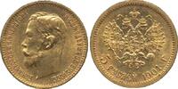 Russland Goldmünze Nikolaus II. ФЗ 5 Rubel 1901 
