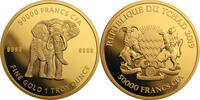 Tschad 50000 Francs 1 oz Goldmünze Mandala Wildlife - Elefant -