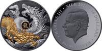 Niue 10$ 5 oz Silbermünze Lunar - Jahr des Drachen - Teilvergoldet