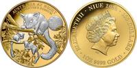 Niue 100$ 2022 1 oz Goldmünze Australien bei Nacht - Hörnchenbeutler PP