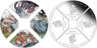 Tuvalu 4 x 1$ Silbermünzen Set Lunar - Jahr des Drachen - Quadrant