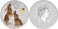 Australien 30$ 1 Kilo Silbermünze Lunar III. - Jahr des Hasen - Gold Privy Mark