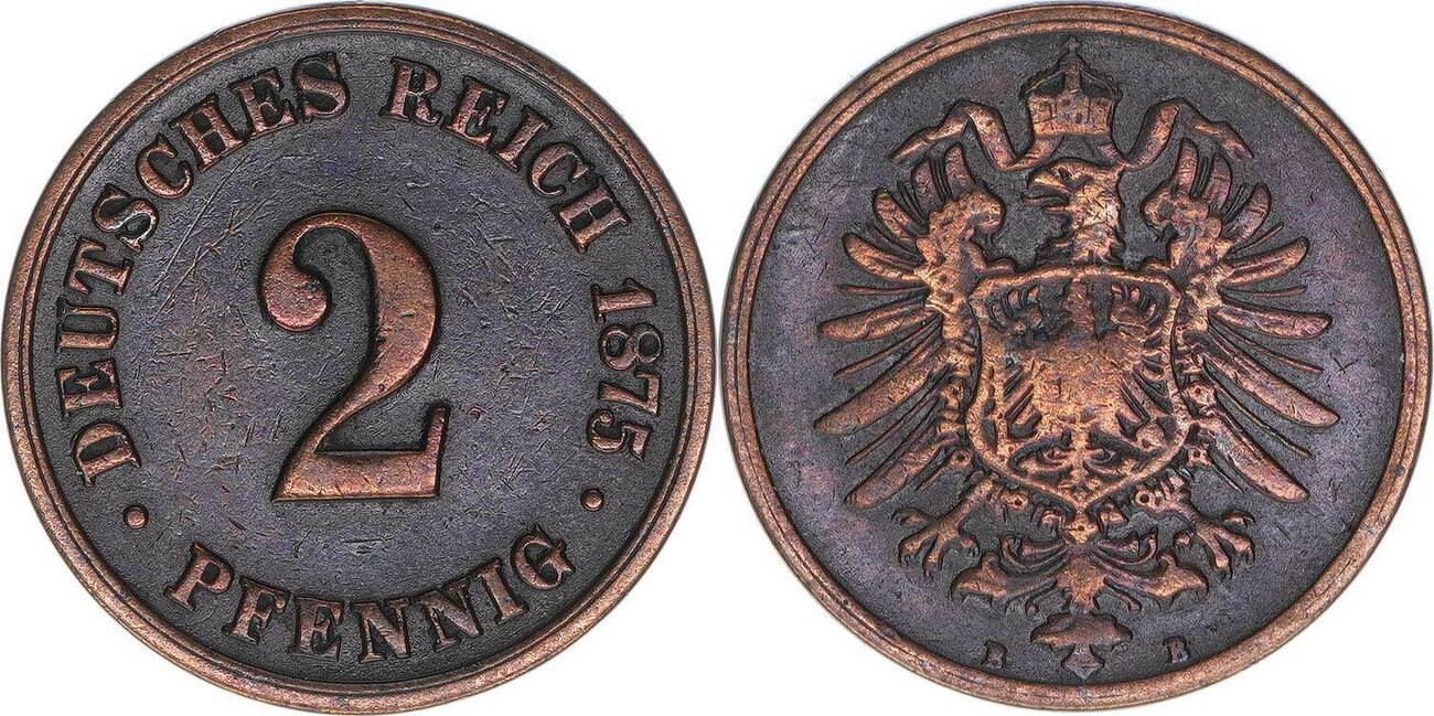 Deutsches Reich 2 Pfennig 1875 B | MA-Shops