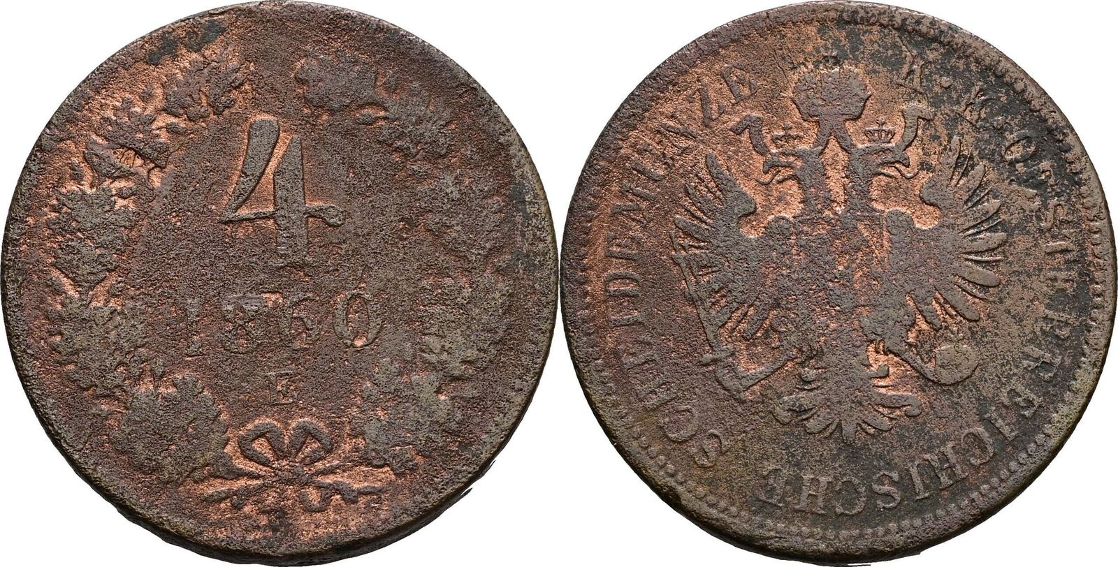 Österreich, Kaiser Franz Joseph I. 4 Kreuzer 1860 E, Karlsburg | MA-Shops