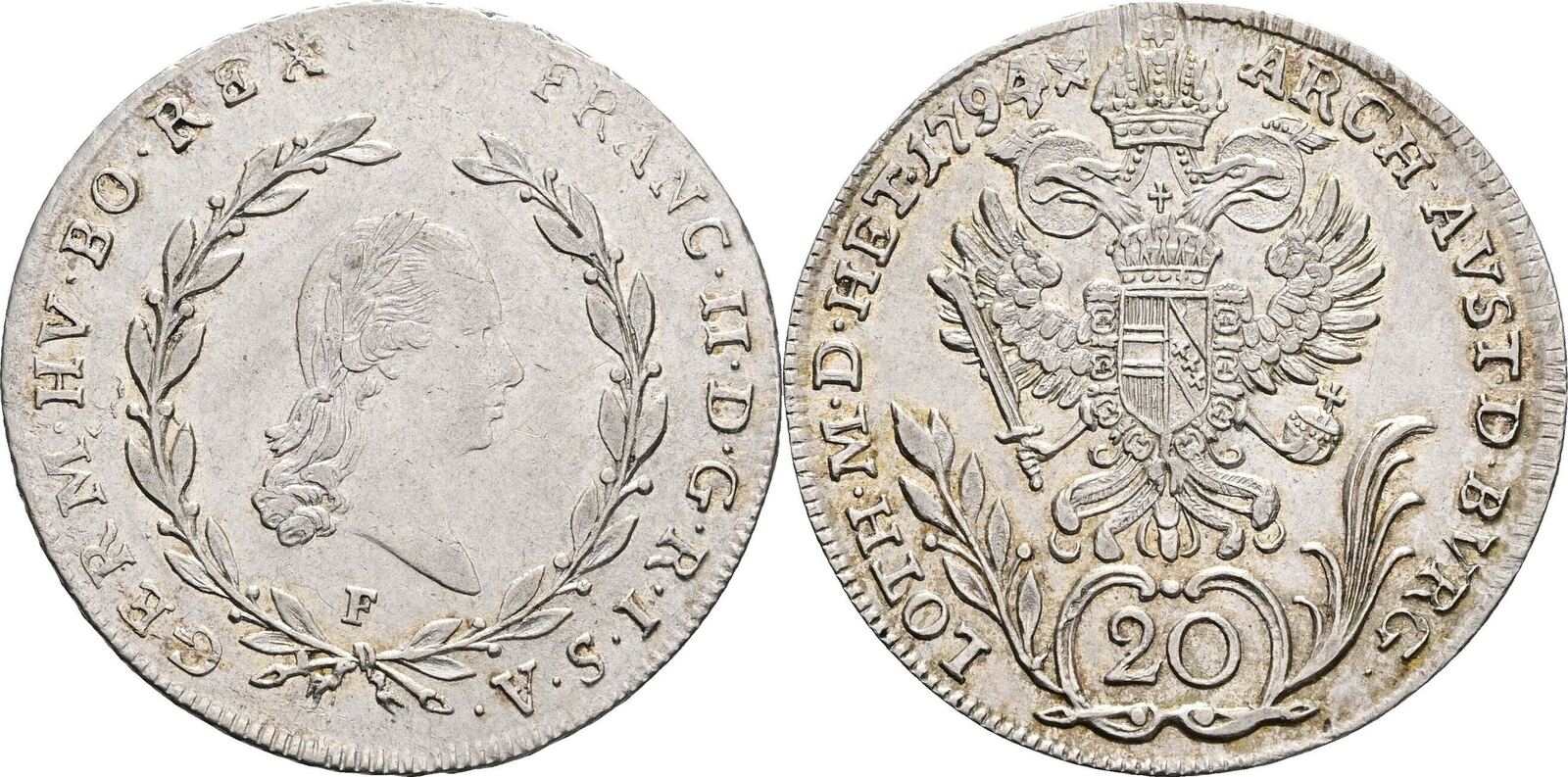 Österreich, Franz II.(I.) 1792-1835 20 Kreuzer 1794 F Hall Ss/vz | MA-Shops