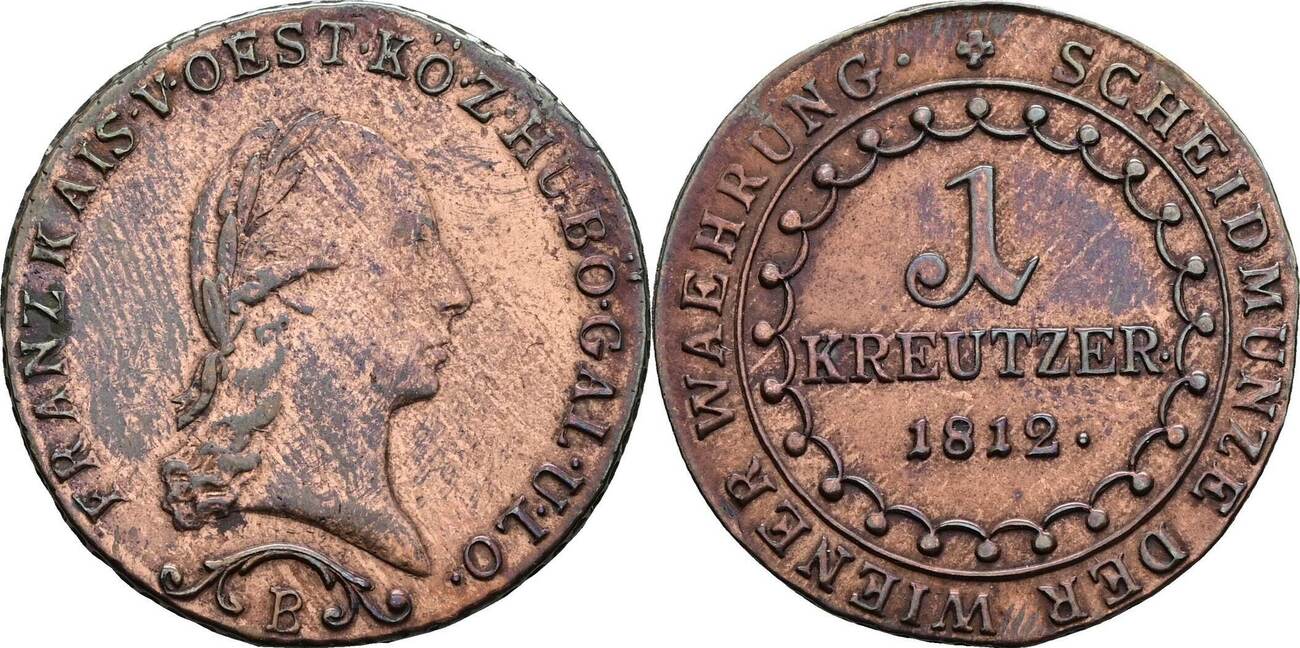 Österreich, Franz II.(I.) 1792-1835 1 Kreuzer 1812 B Kremnitz Ss+ | MA ...