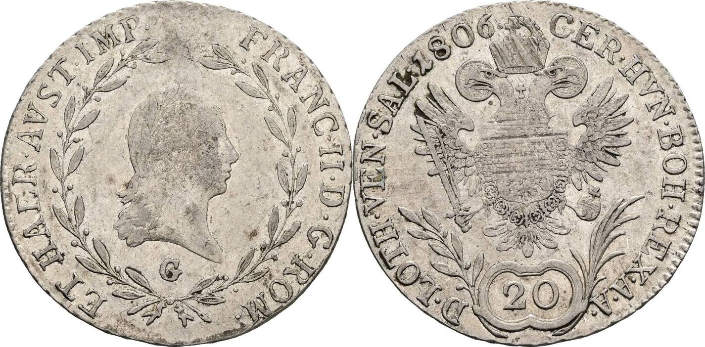 Österreich, Franz II.(I.) 1792-1835 20 Kreuzer 1806 G, Nagybanya ...