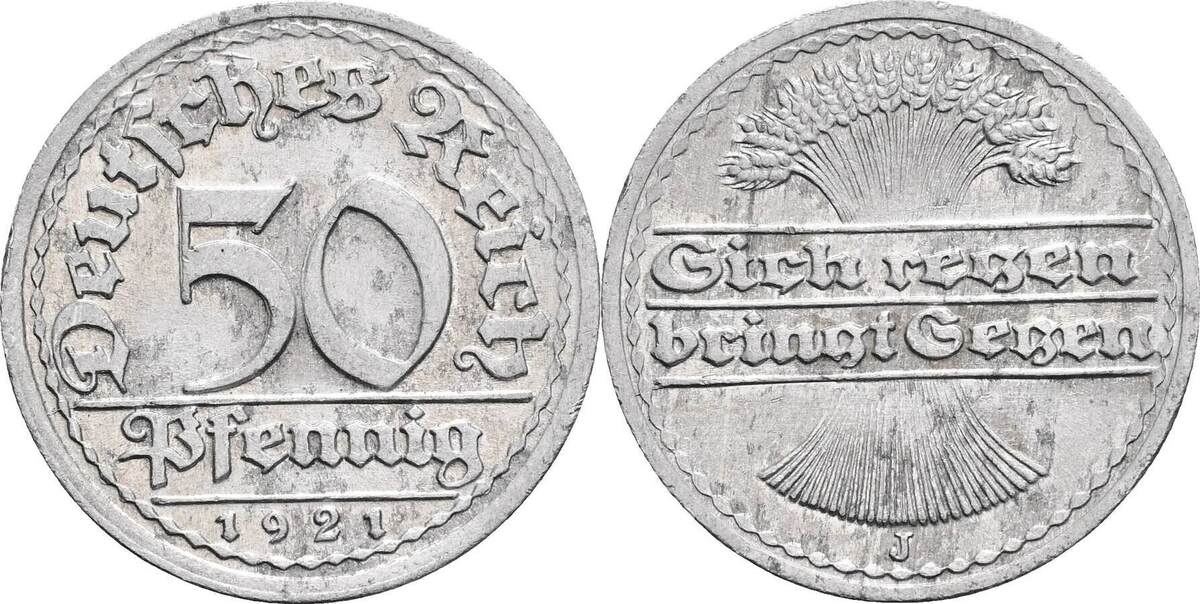 Deutsches Reich 50 Pfennig 1921 J ss Deutsches Reich 50 Pfennig 1921 J ss