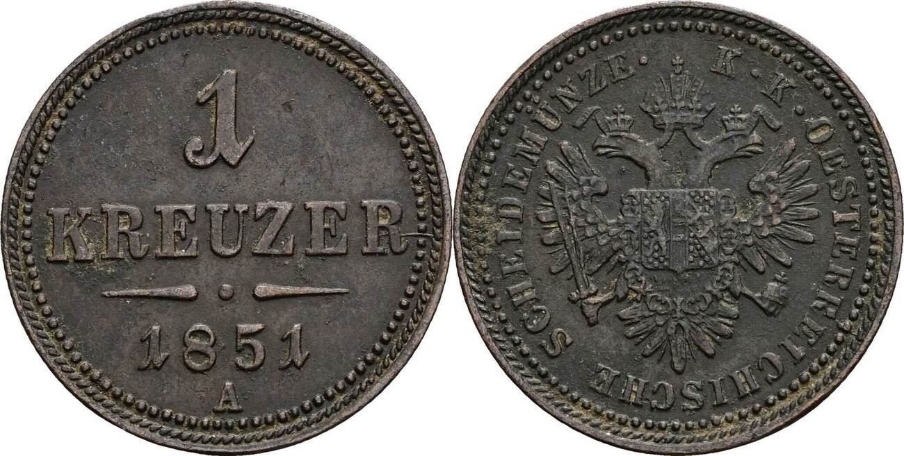 Österreich, Kaiser Franz Joseph I., 1 Kreuzer 1851 A Ss | MA-Shops