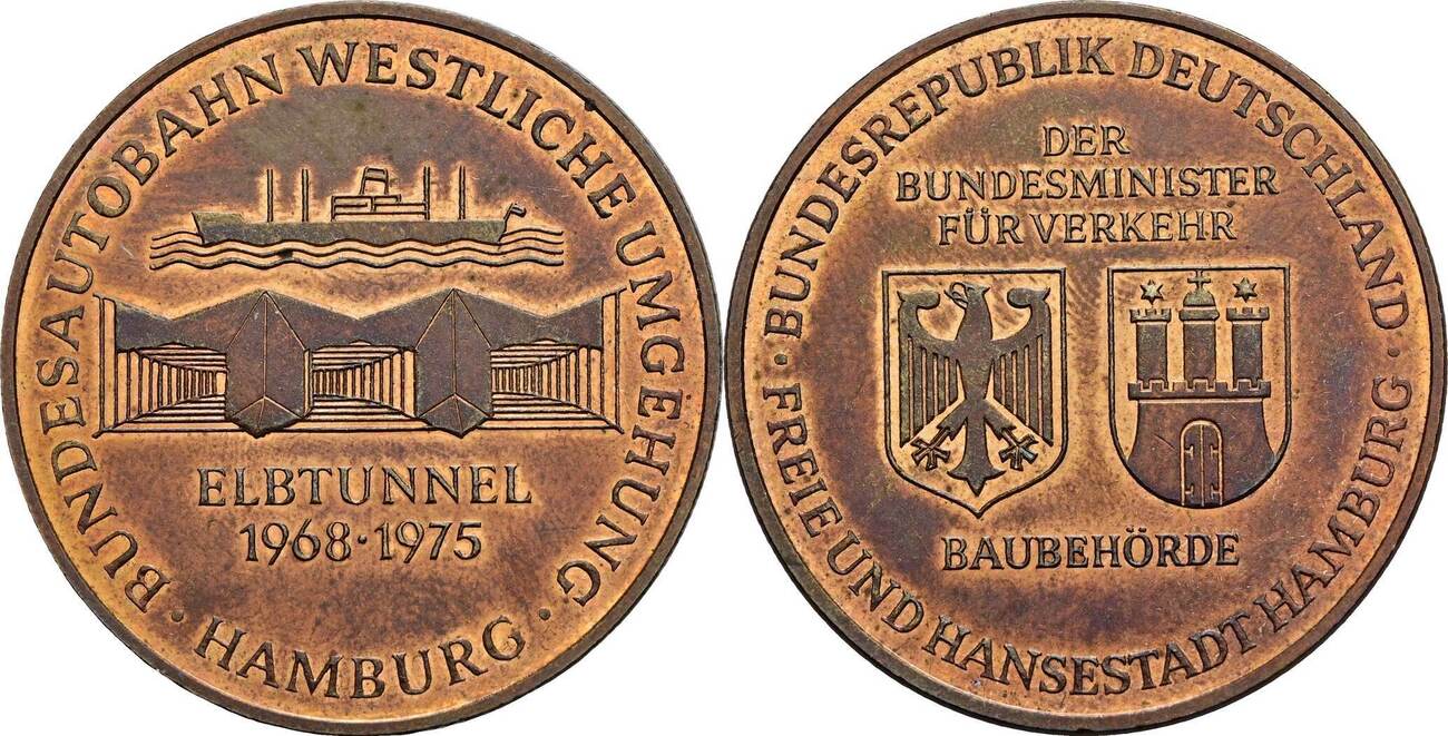 Deutschland Medaille Hamburger Elbtunnel 1968-1975 Ss/vz | MA-Shops