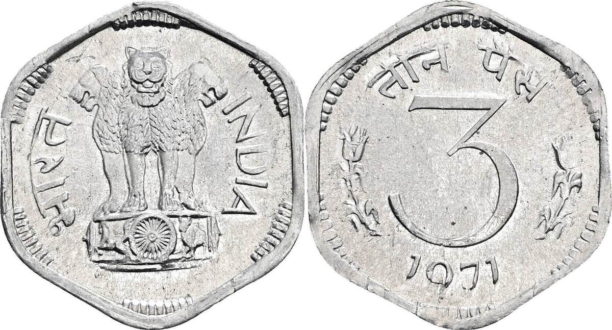 Indien 3 Paise 1971 Ss MA Shops indien-3-paise-1971-ss-ma-shops